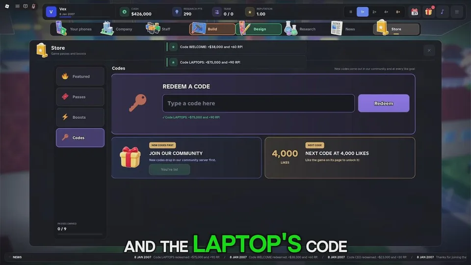Codes and free cash